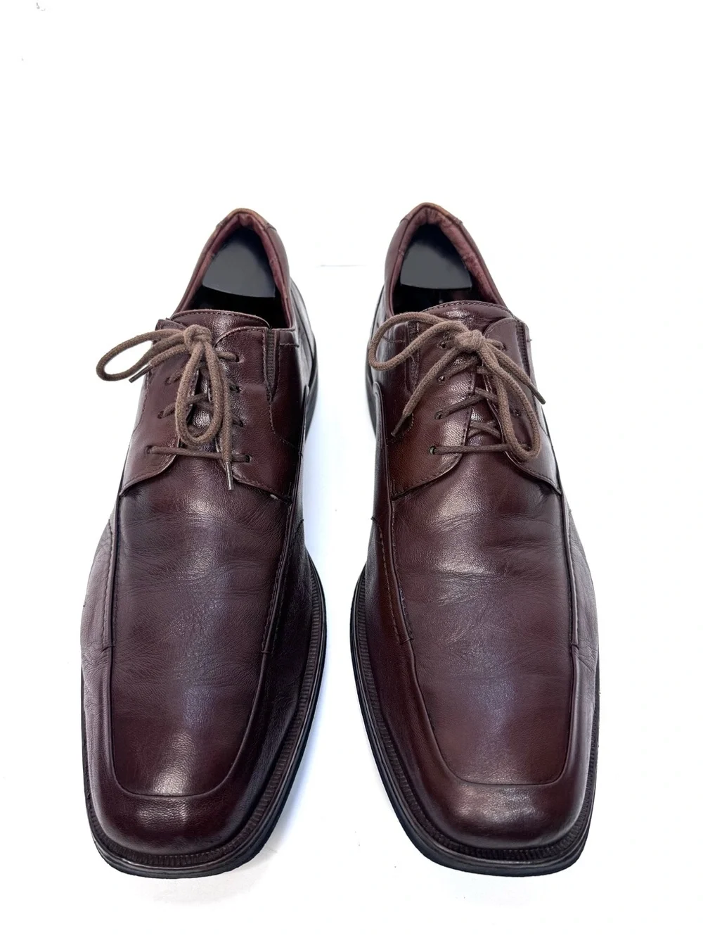 Johnston & Murphy Mens 12M Brown Leather Lace Up Bicycle Toe Dress Shoes Brazil